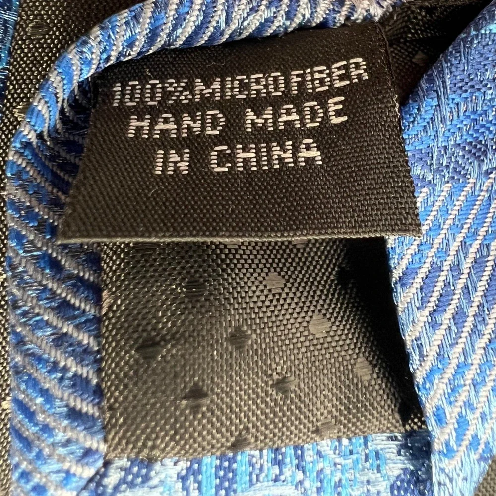 Stacy Adams Mens Blue Silver Floral‎ Damask Striped Microfiber Necktie